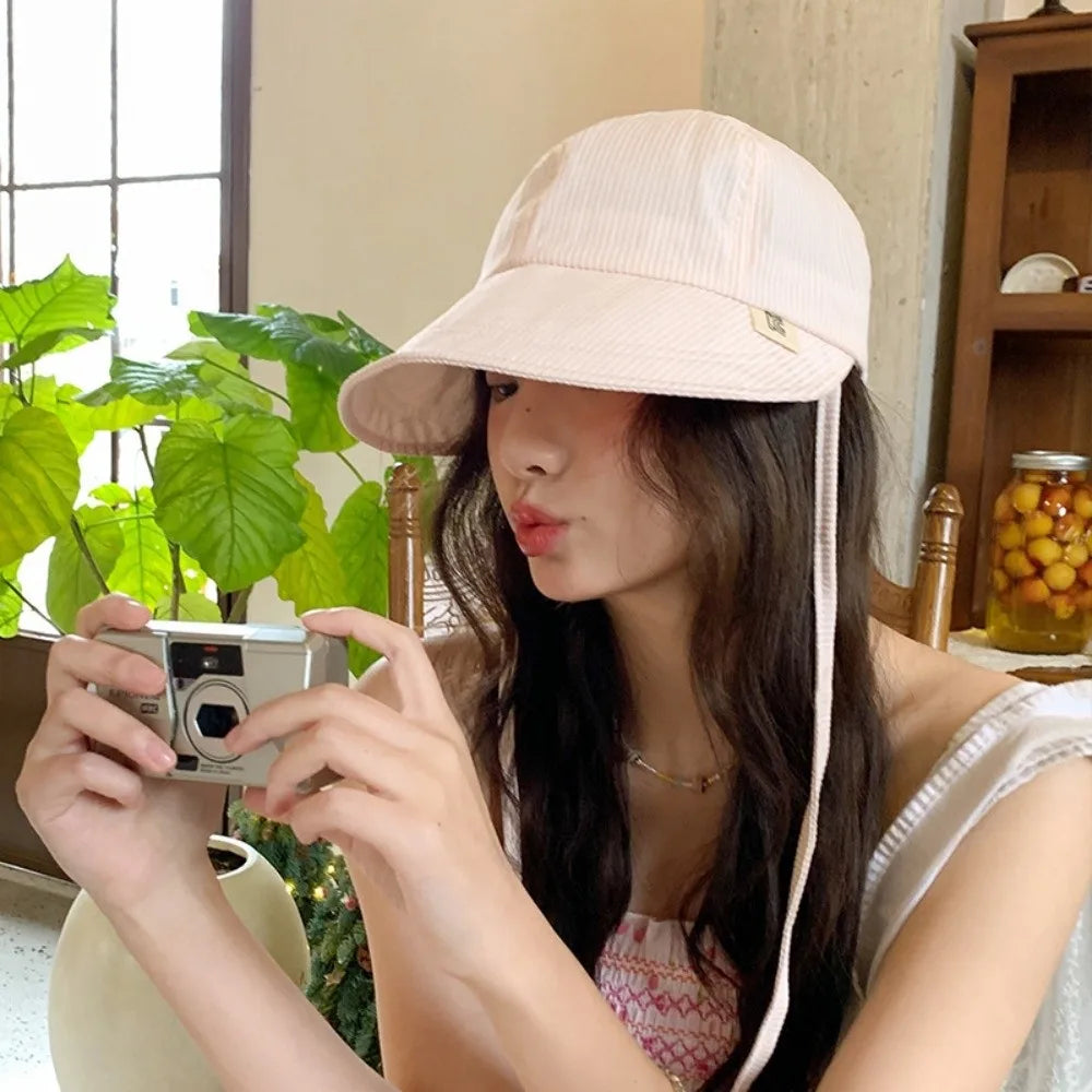 Casual Striped Bucket Hat Adjustable Anti-UV Baseball Cap