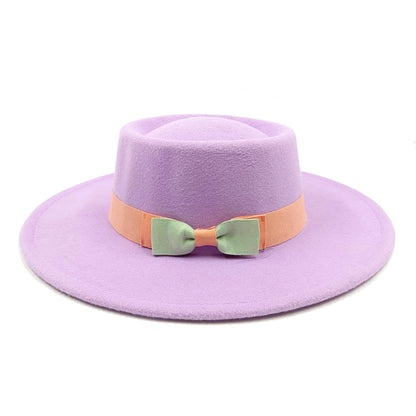 New Oversized Edge Flat Top Hat Retro French Felt Hat