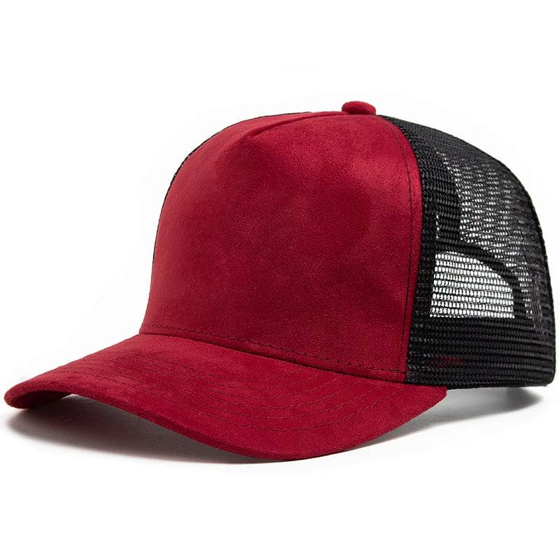 New Summer Suede Trucker Hat Men Mesh Baseball Cap