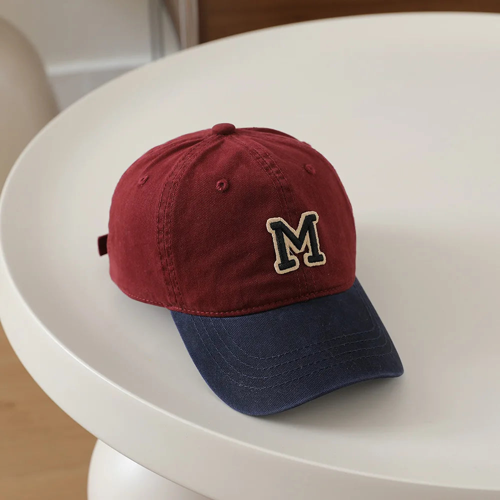 Children's Hat Letter M Washed Cap Korean Style New Sun Hat
