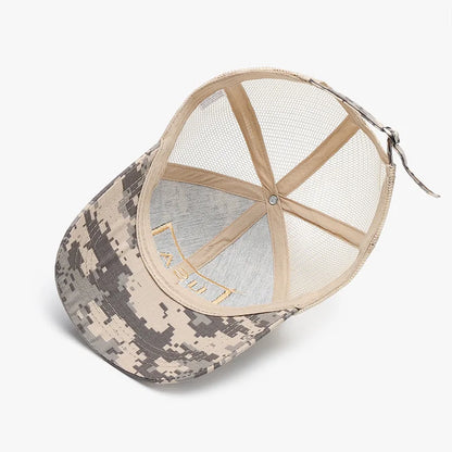 Camouflage Adjustable Breathable Sticker Embroidery Baseball Cap Mesh Hat Outdoor Sunscreen Cap ﻿