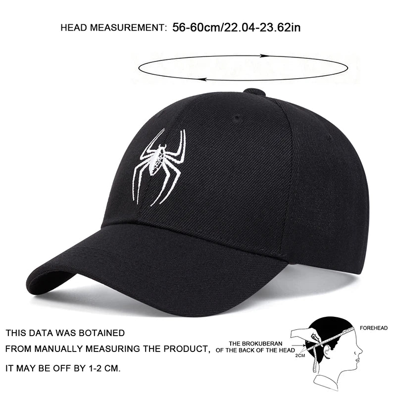 Unisex Spider Embroidery Baseball Caps Spring Autumn