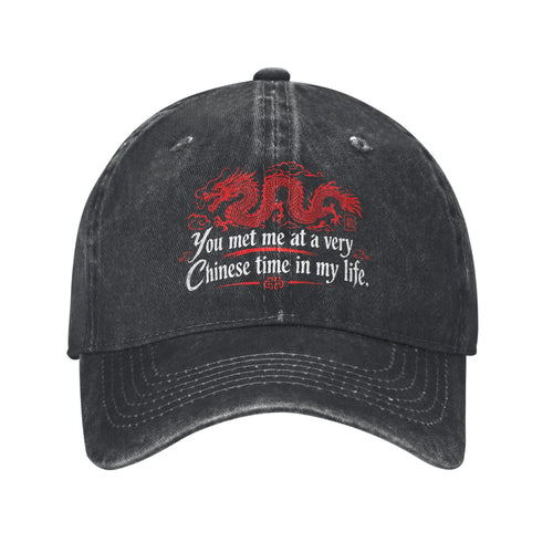 Unisex Style Baseball Cap Dragon Distressed Denim Cap