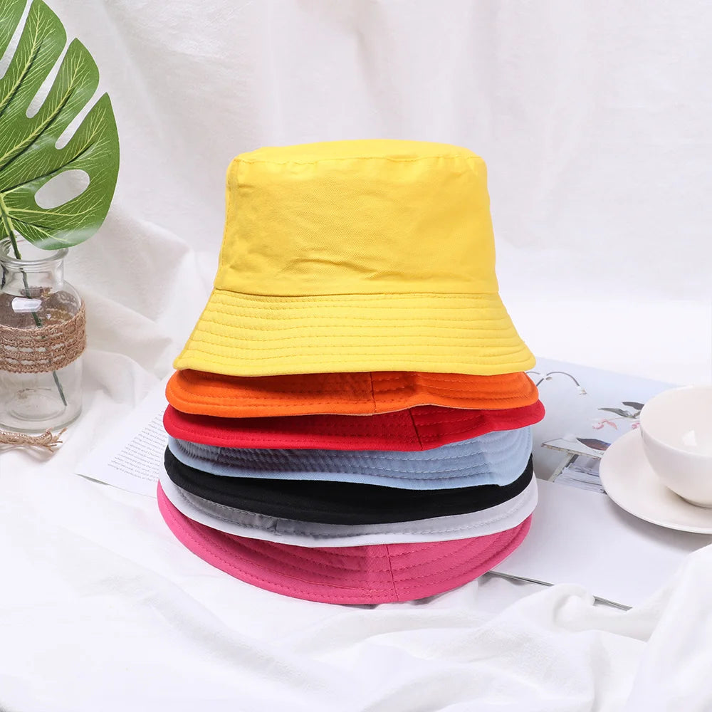 Panama Bucket Hat Candy Color/Hip Hop Maple Leaf Cotton