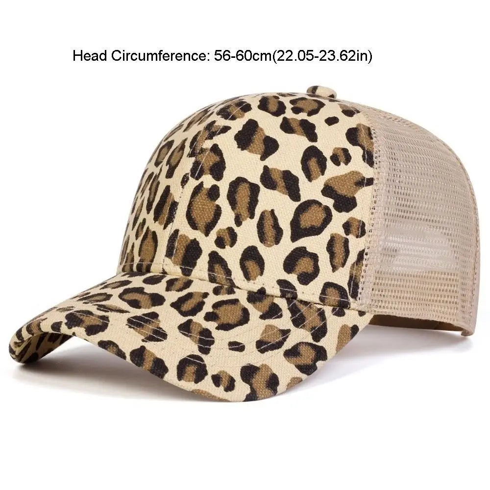 Casual Adjustable Leopard Print Baseball Cap Breathable Soft Visor Hat