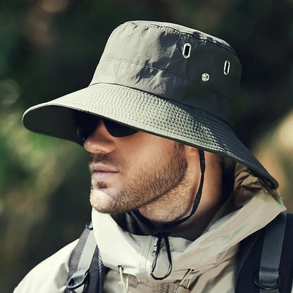 New Men's Wide Brim Sun Hat - Waterproof UV Protection Safari Bucket Hat