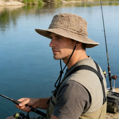 Portable Washed Cotton Bucket Hat Sun Protection Anti-UV