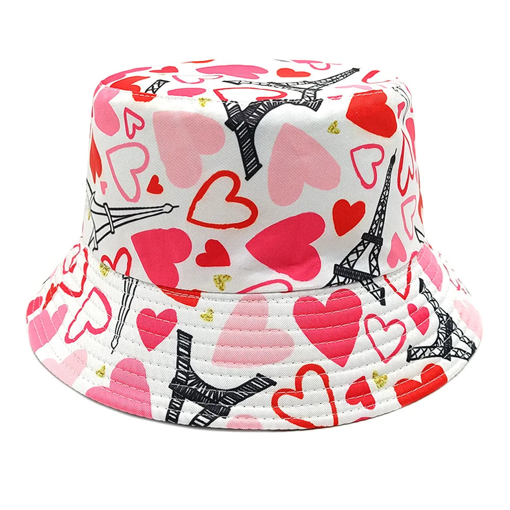 Love Pattern Valentine's Day Gift Bucket Hat Women Men Summer