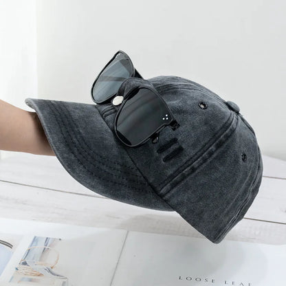 Cat Ears Sunglasses Baseball Cap Y2K Cotton Washed Women And Men