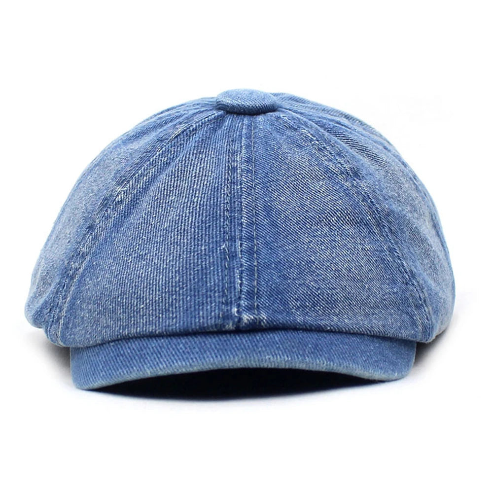 Denim Newsboy Cap Men Women Cotton Eight Panel Hat