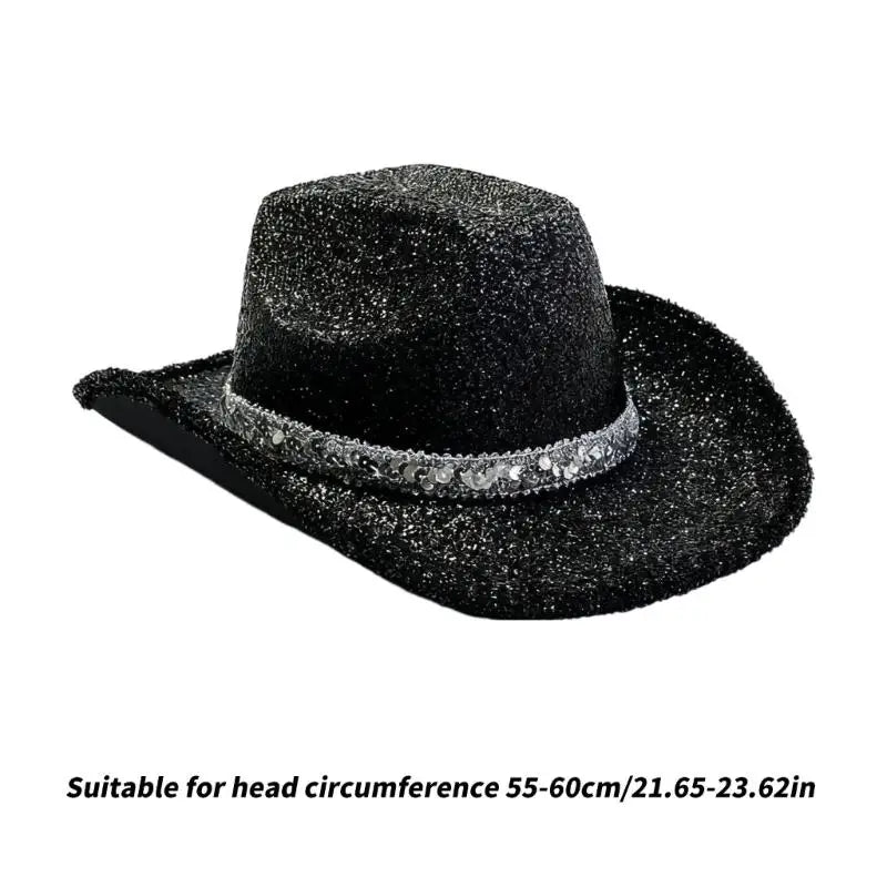 Trendy Glitter Powder Western Hat