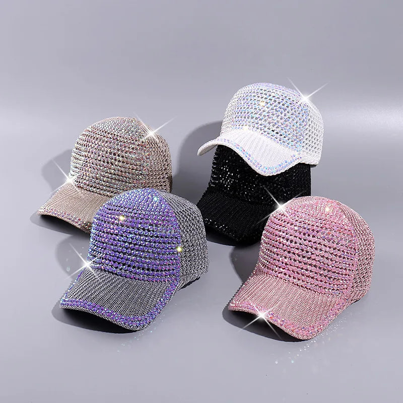 New Mesh Rhinestone Baseball Cap For Women Men