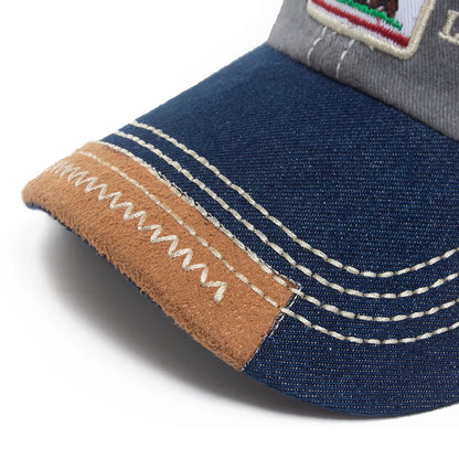 California Bear Baseball Cap Men Women Washed Denim Retro