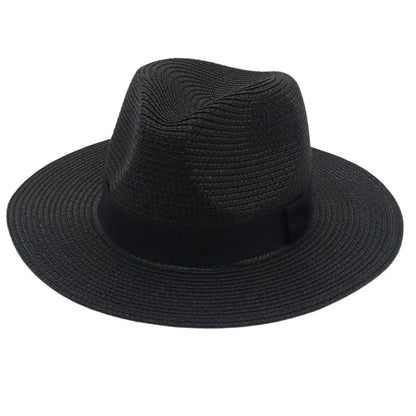 Spring And Summer Hot Selling Panama Straw Hat Square Black Ribbon Korean Style Hat