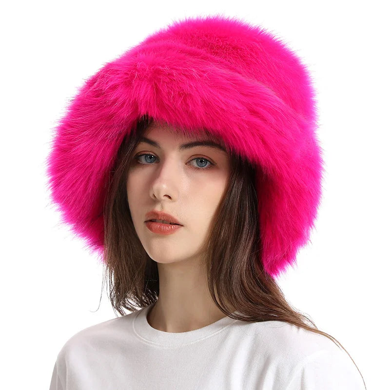 Hat Woman Winter Faux Fur Fisherman Hat Woman