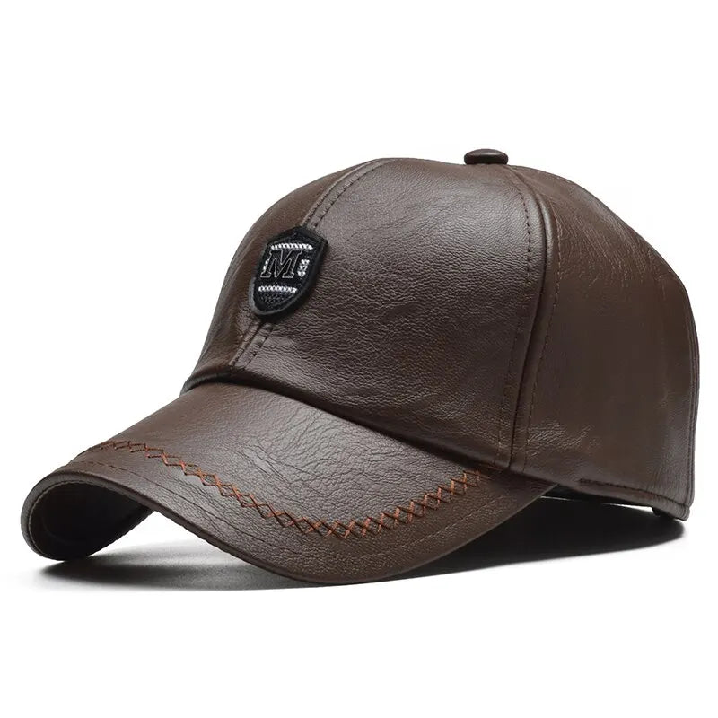 M Label Pu Leather Baseball Caps Spring And Autumn
