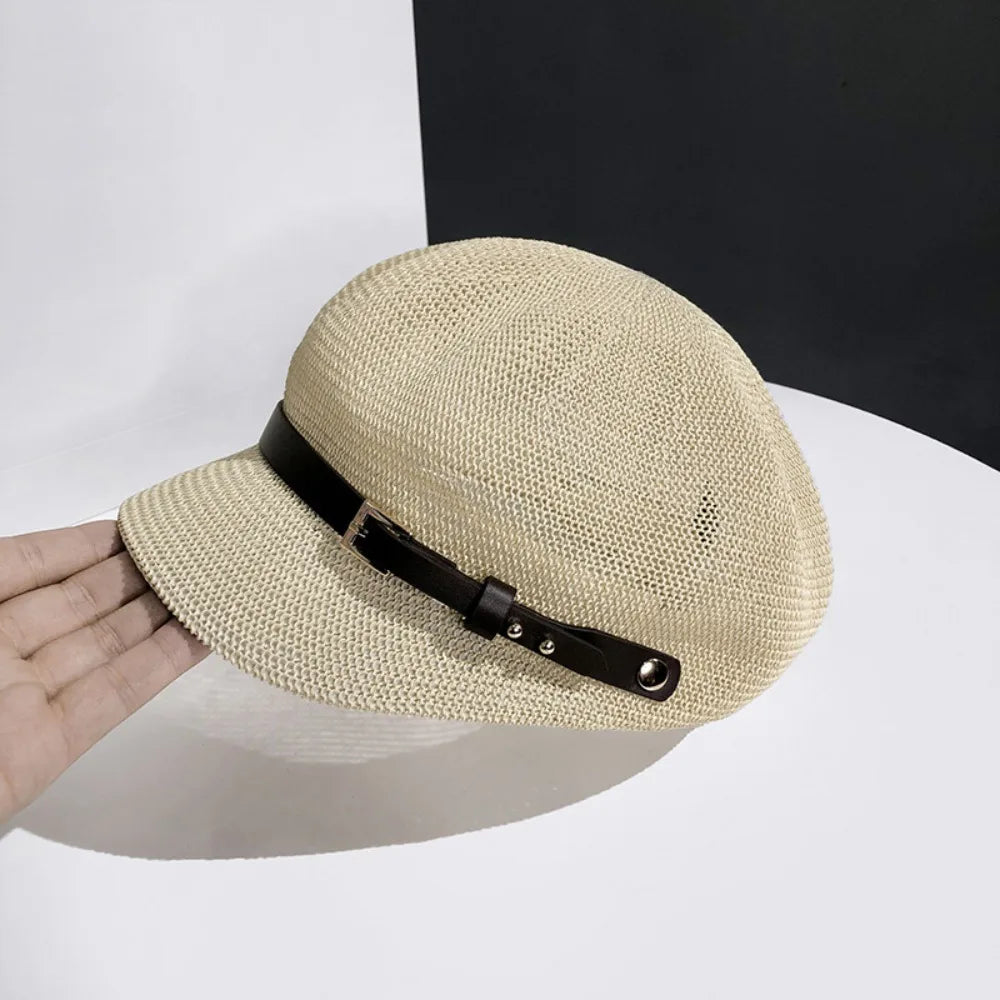 New Breathable Women's Beret Thin Knitted Octagonal Hat