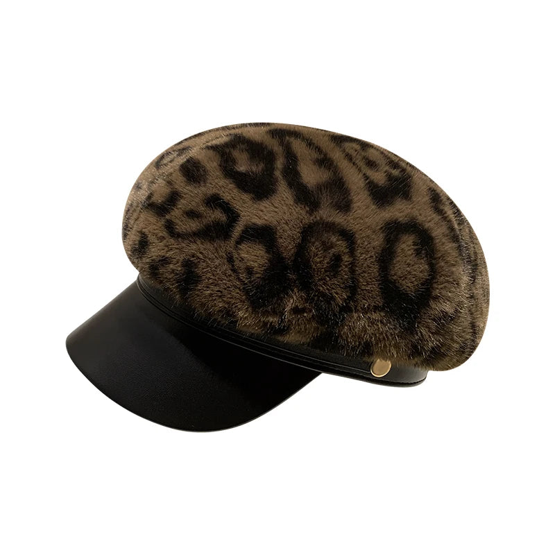 Autumn And Winter Mink Fur Newsboy Hat