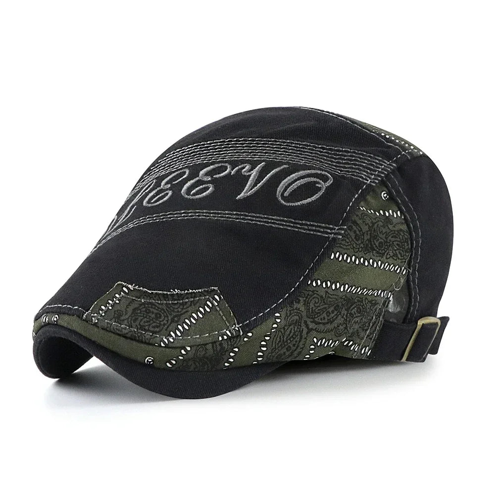 Men Letters Embroidered Newsboy Hat Women Fashion Adjustable