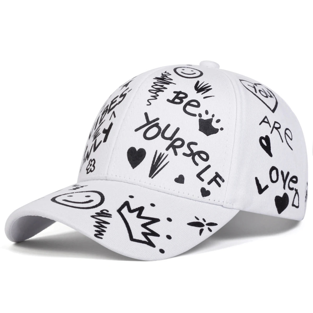 Unisex Smiling Face Graffiti Print Baseball Caps Spring Autumn