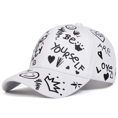 Unisex Smiling Face Graffiti Print Baseball Caps Spring Autumn