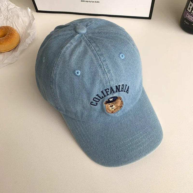 Casual Embroidered Bear Baseball Hat