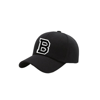 Black Unisex 26 A-Z Letter Baseball Cap, Adjustable Casual Breathable Sunscreen Cap