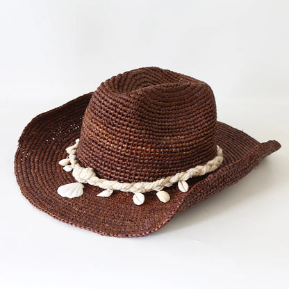 Summer Raffia Wide Brim Cowboy Hat Outdoor