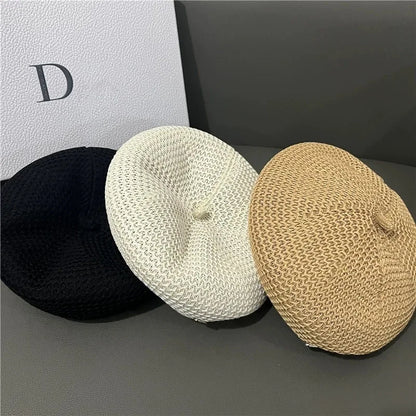Black Beret Hat For Women - Japanese Style Slimming Face Fashion Cap