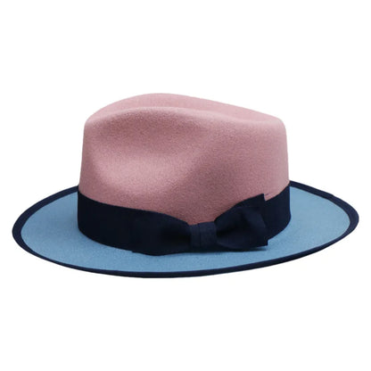 Men Women Wool Felt Fedora Hat Retro British Style Two Tone Jazz Cap