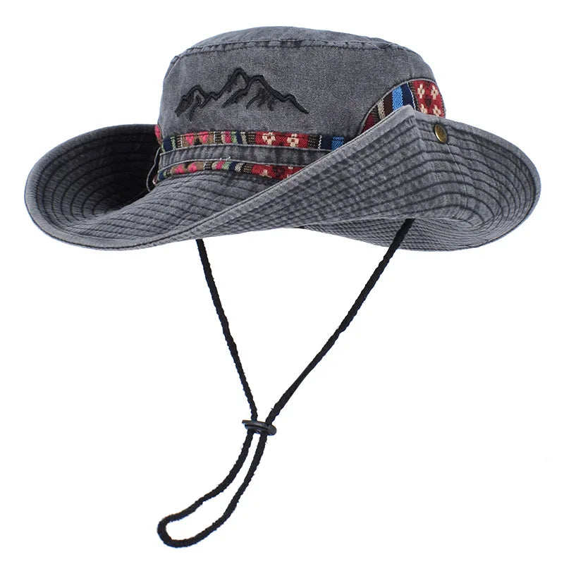 Summer Men's Panama Hat Women Beach Bucket Hat Retro Letter Embroidered