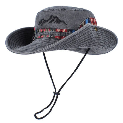 Summer Men's Panama Hat Women Beach Bucket Hat Retro Letter Embroidered
