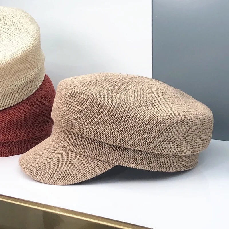 Octagonal Hat Packable Military Newsboy Cap
