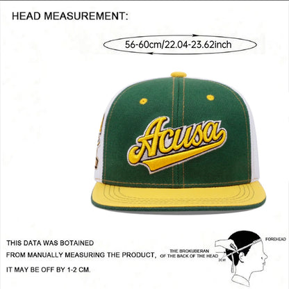 Acusa Color blocked Flat brimmed Hat Men's Trendy Baseball Hat Hip Hop Hat Women's