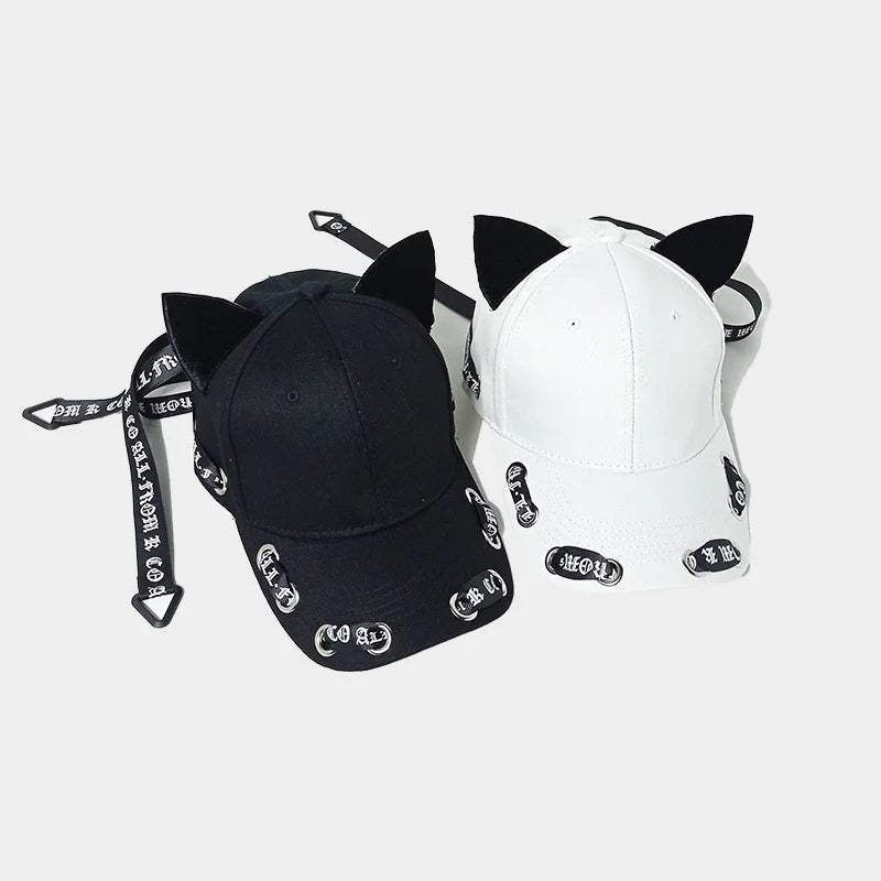 2024 Cute Cat Ears Baseball Cap For Women