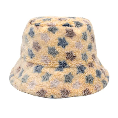 Winter Bucket Hat Women's Fashion Leopard Panama Warm Hats Female Vintage