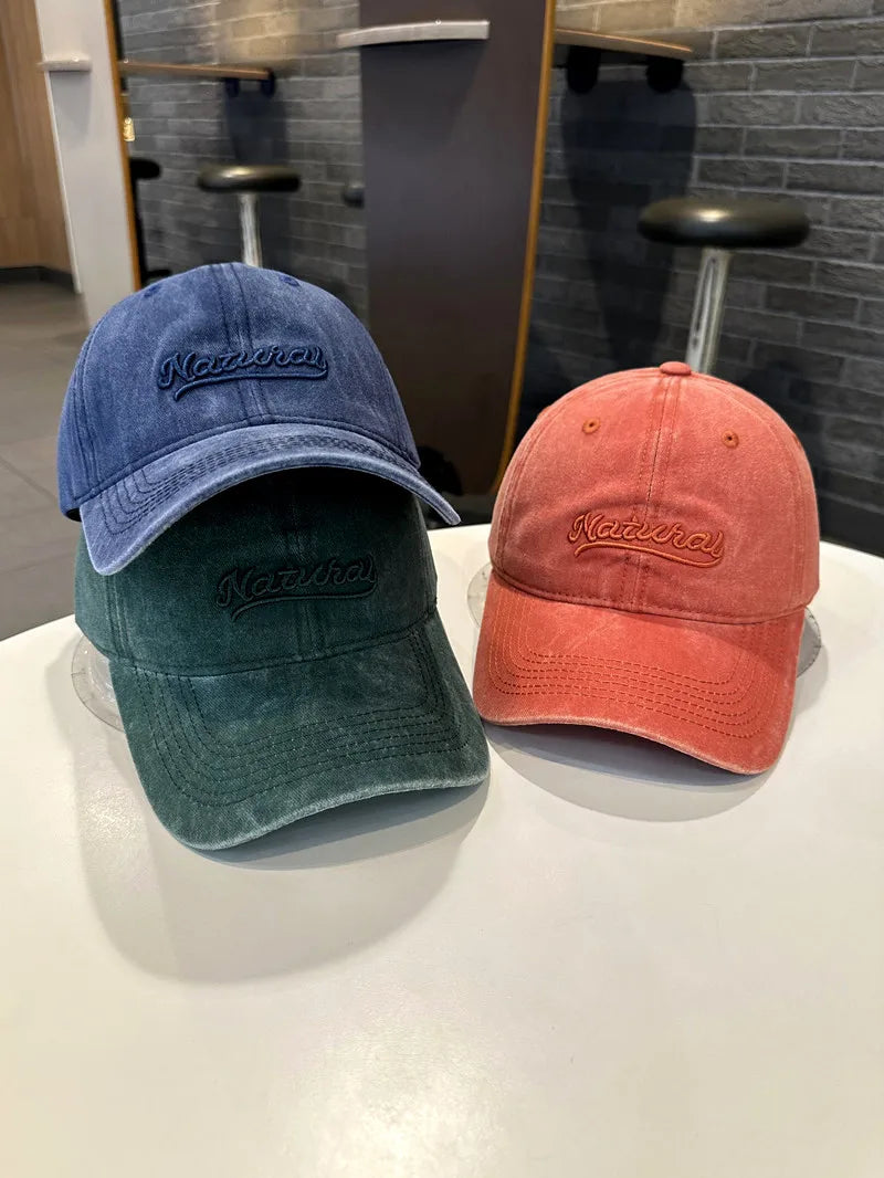 Letter Embroidered Washed Versatile Baseball Cap