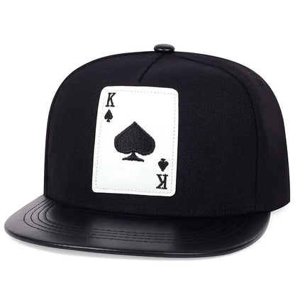 Pu Leather Playing Card Peach Heart K Embroider Hats