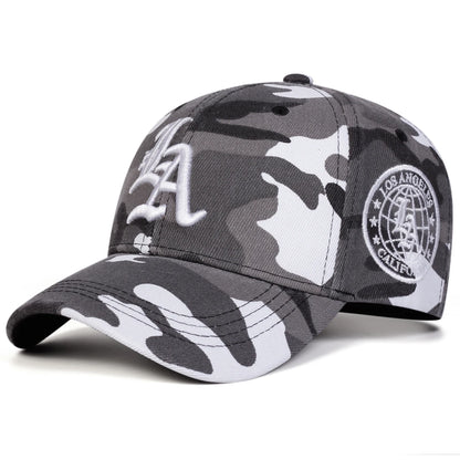 Unisex Gothic LA Embroidery Camouflage Baseball Caps Spring Autumn