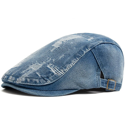 Fashion Men Ripped Denim Beret Women Summer Berets
