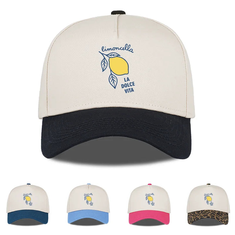 "Limoncello La Dolce Vita" Lemon Print Baseball Cap