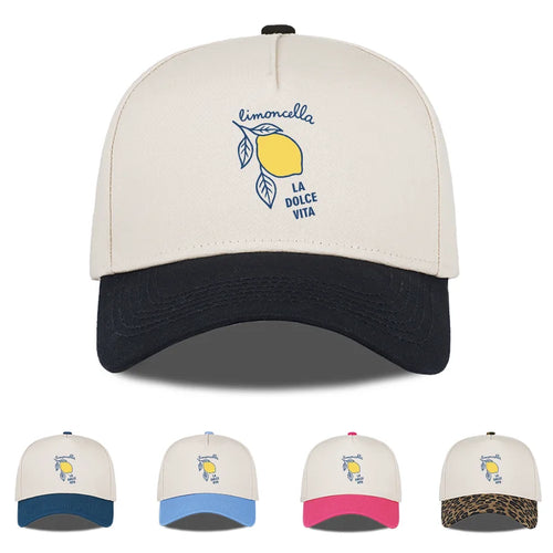 "Limoncello La Dolce Vita" Lemon Print Baseball Cap