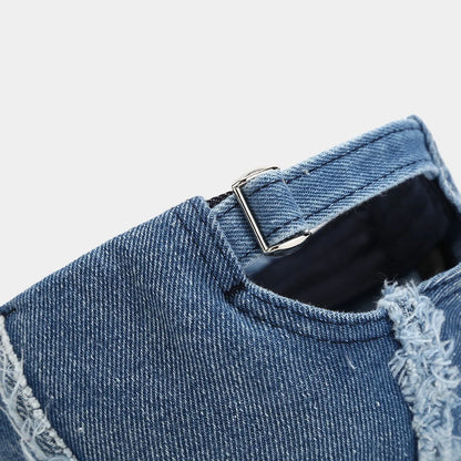 Spring Summer Denim Rough Edge Soft Top Baseball Cap