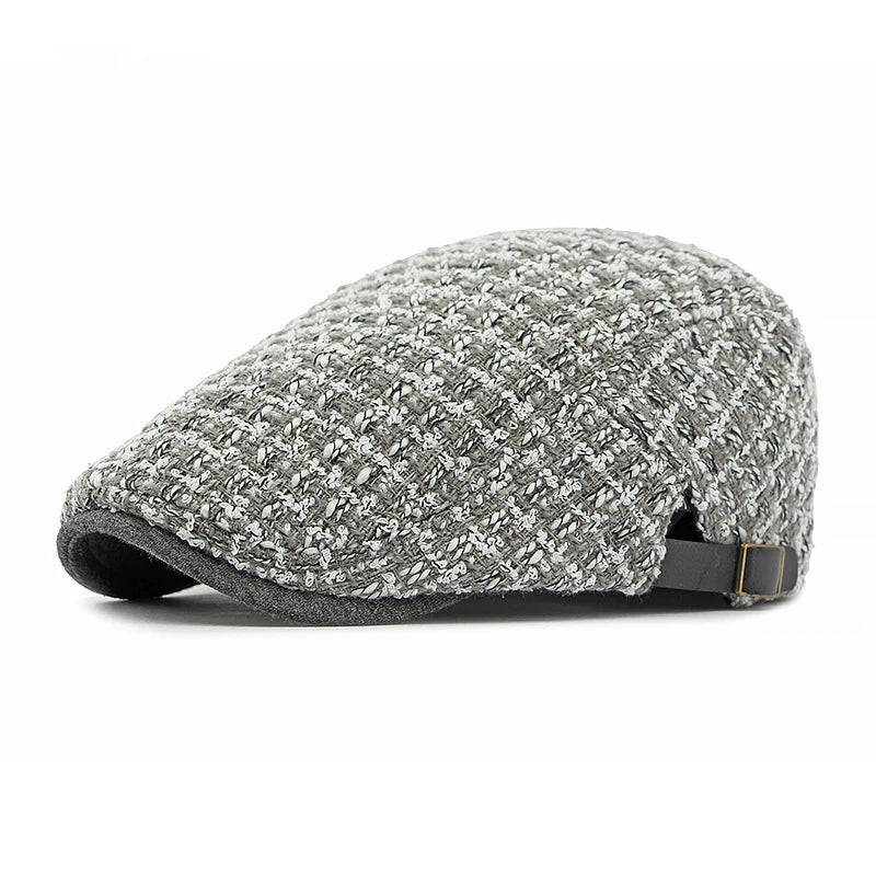Autumn New Knit Plaid Baker Boy Cap Vintage British Retro Flat Ivy Beret