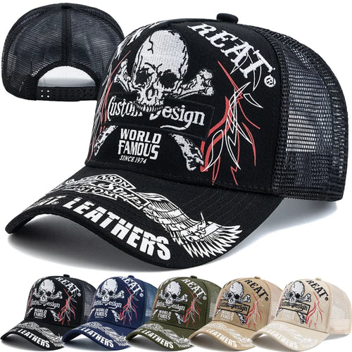 Unisex Punk Style Cap Skull Embroidery Baseball Hat