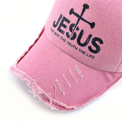 Washed Denim Pink Baseball Cap Women Spring And Summer
