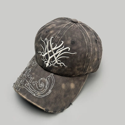 Vintage Washed Punk Hip Hop Dad Hat Embroidered Classic Style Baseball Cap Trendy Retro Fashion Accessory