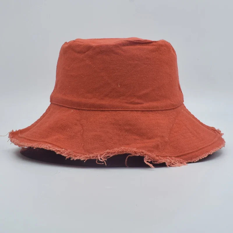 Cotton Fringed Fisherman Cap Soft Aluminum Wire Shape Water Wash Hat