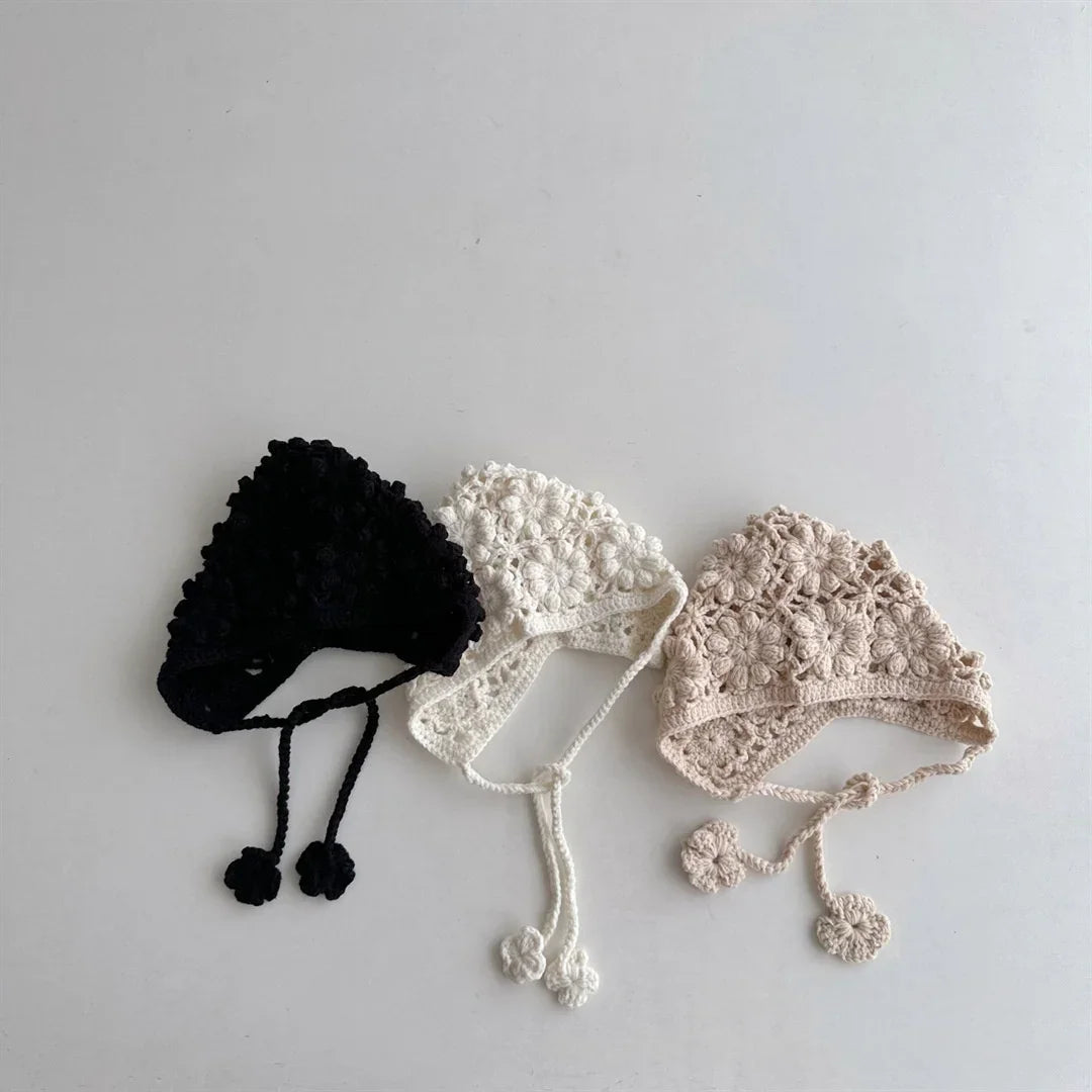 Knitted Baby Hat Kids Girls Handmade Crochet Ear Flap Beanie