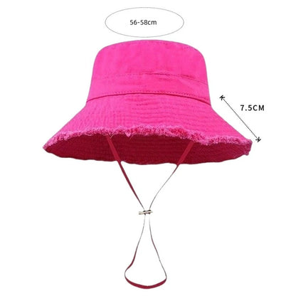 Fringed Solid Color Summer Sunshade Hat Four Seasons
